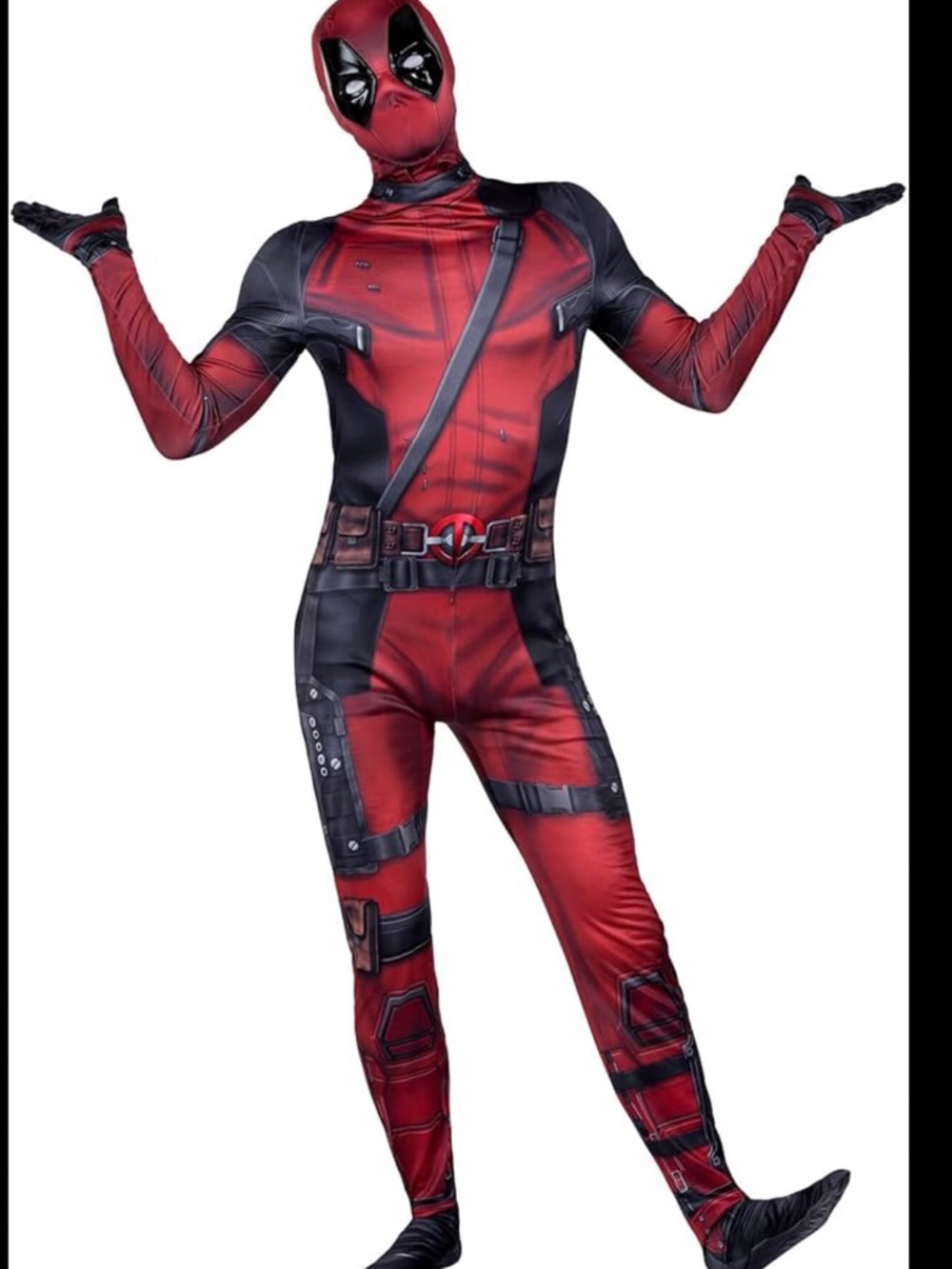 -Inspired Red & Black Full-Body Suit for Men